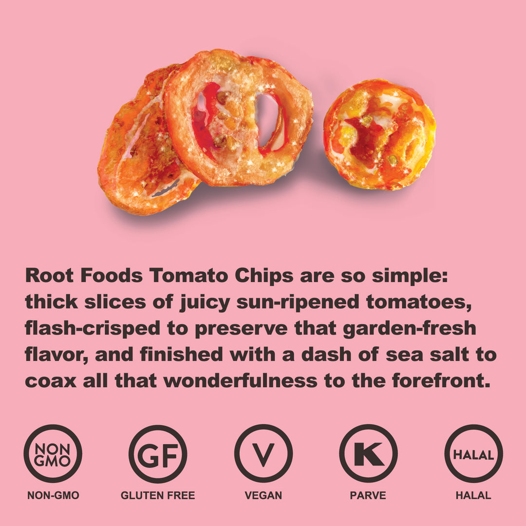 Root Foods Tomato Chips Veggie Snack product features