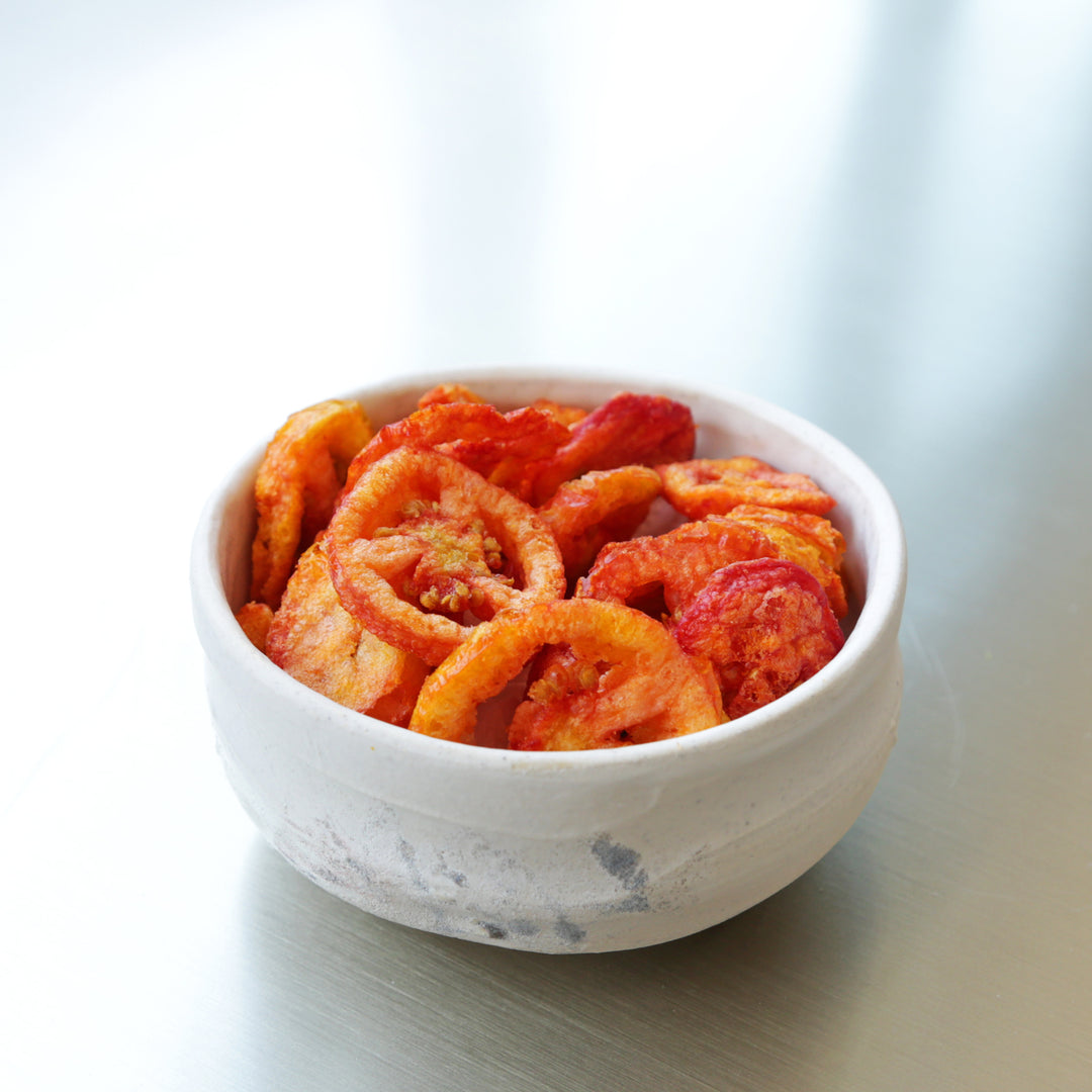 Closeup shot of Root Foods Tomato Chips