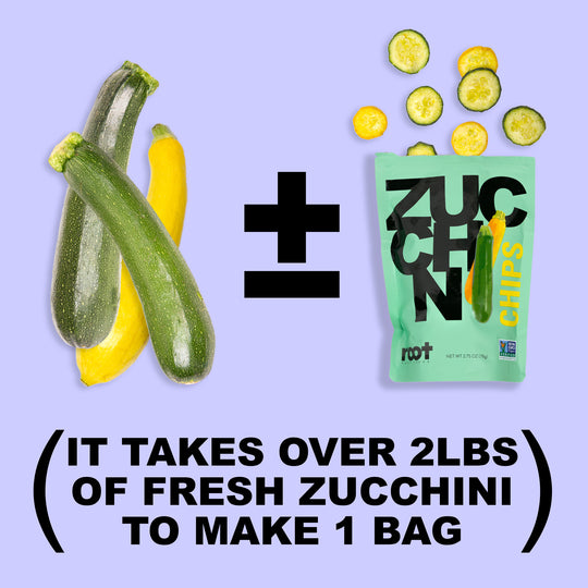 Root Foods Zucchini Onion Chips Veggie Snack product features